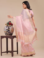 Shree Shyam Fashion Light Pink Organza Woven Zari Work Traditional Tassel Saree | Grocsy