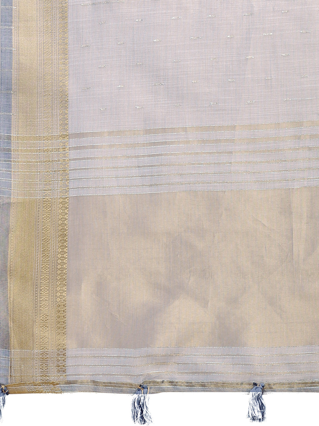Shree Shyam Fashion Grey Organza Woven Zari Work Traditional Tassel Saree | Grocsy