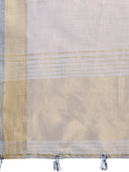 Shree Shyam Fashion Grey Organza Woven Zari Work Traditional Tassel Saree | Grocsy