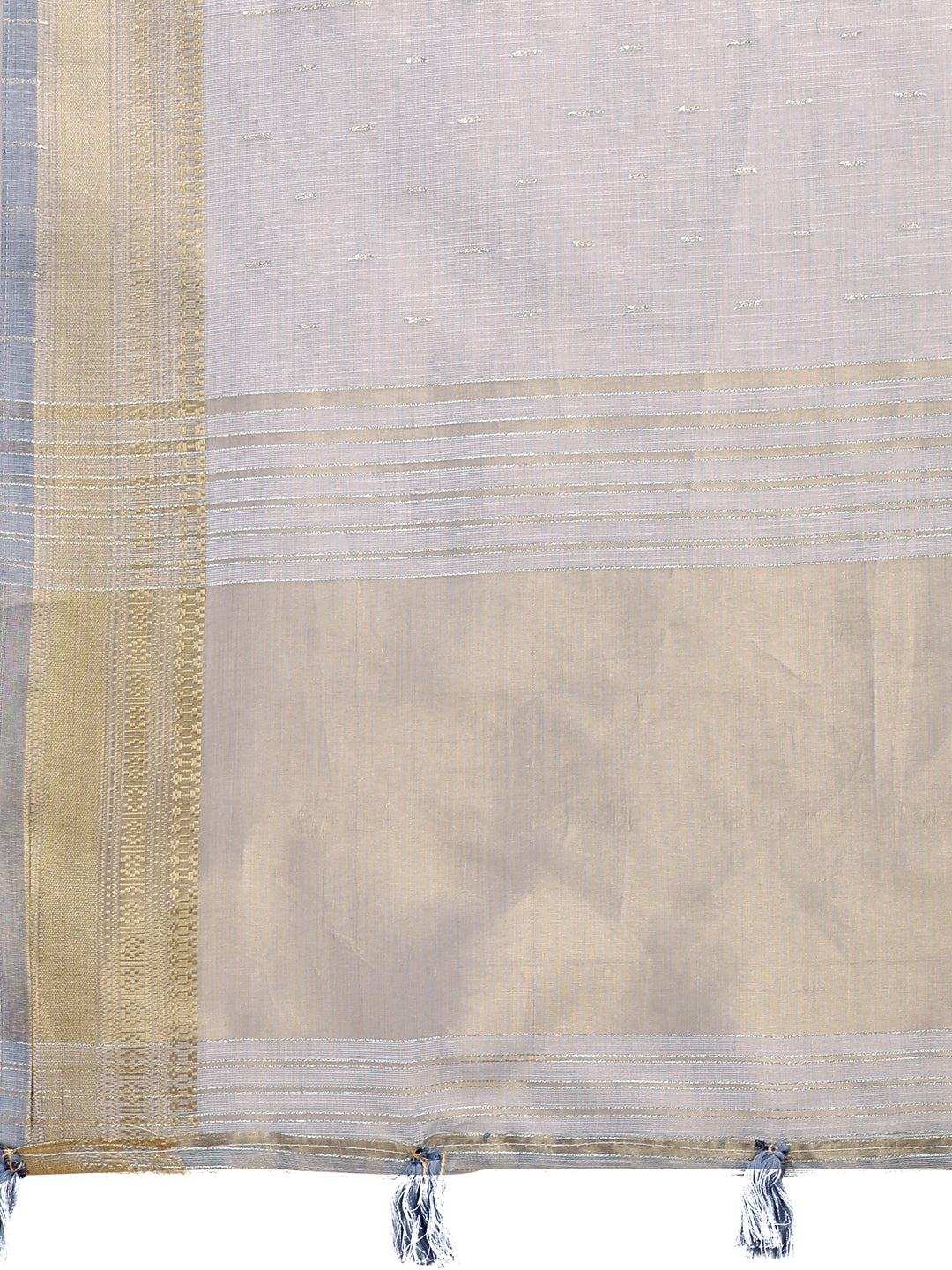 Shree Shyam Fashion Grey Organza Woven Zari Work Traditional Tassel Saree | Grocsy