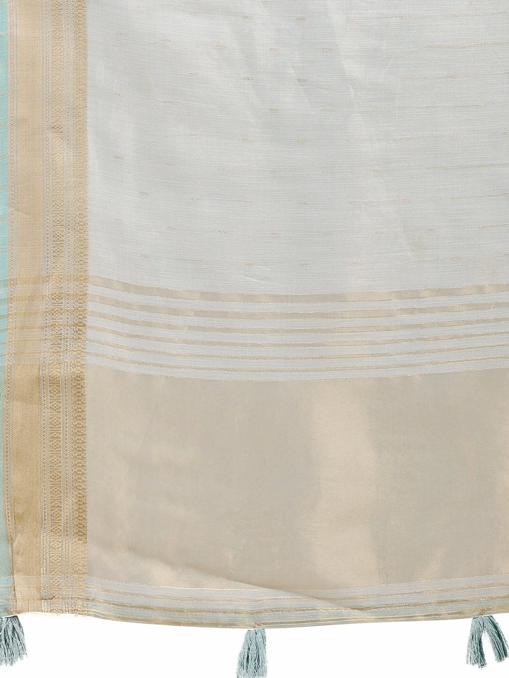Shree Shyam Fashion Sea Green Organza Woven Zari Work Traditional Tassel Saree | Grocsy