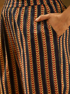 Joban Fashion Printed Navy Blue Pure Cotton Kurta Set | Grocsy