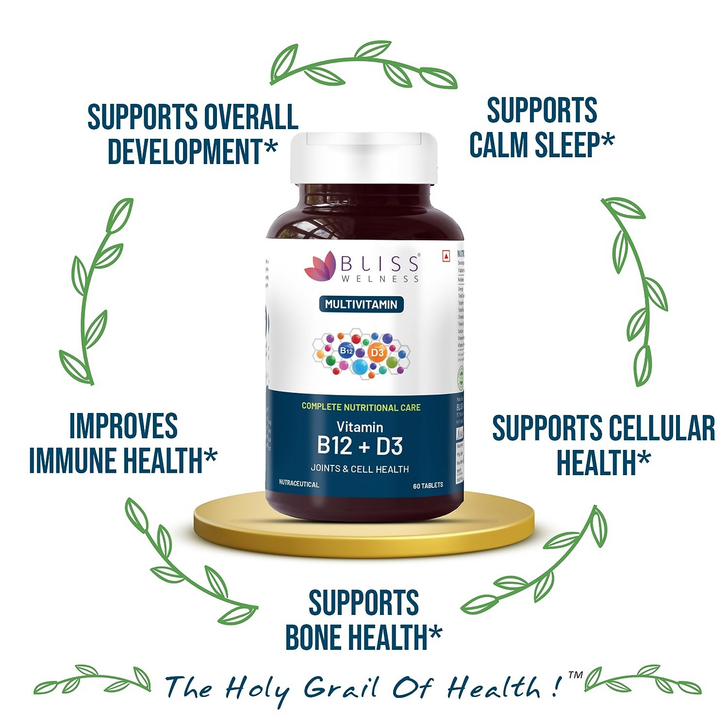 Bliss Welness Vitamin B12+D3 Tablets | Grocsy