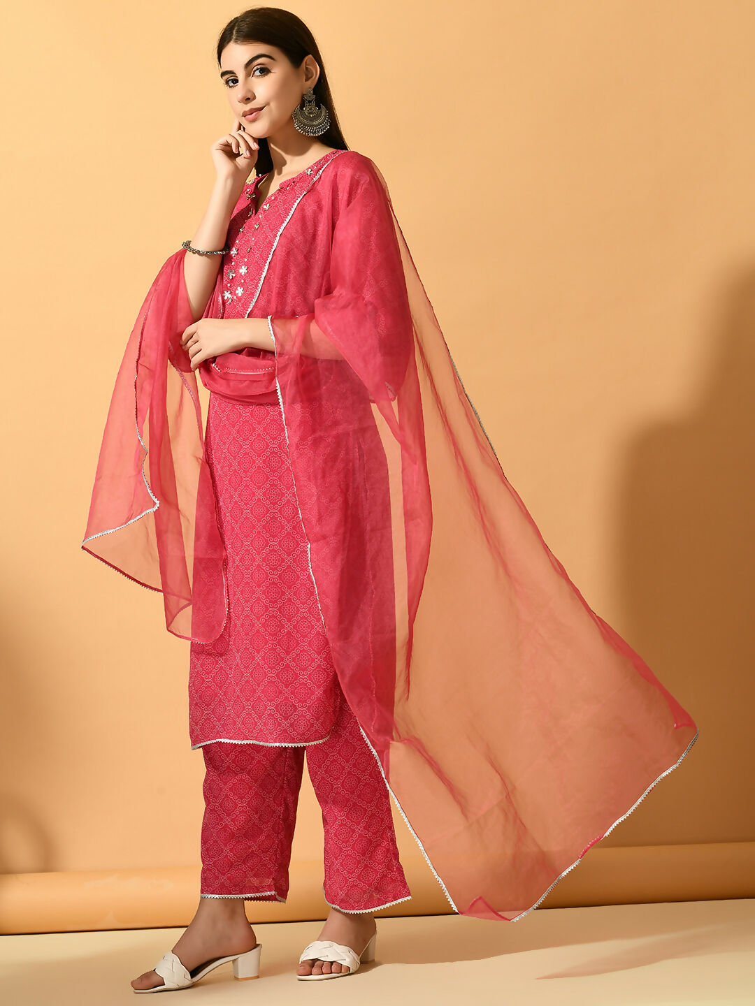 Myshka Women's Pink Embroidered Party Kurta Sets | Grocsy