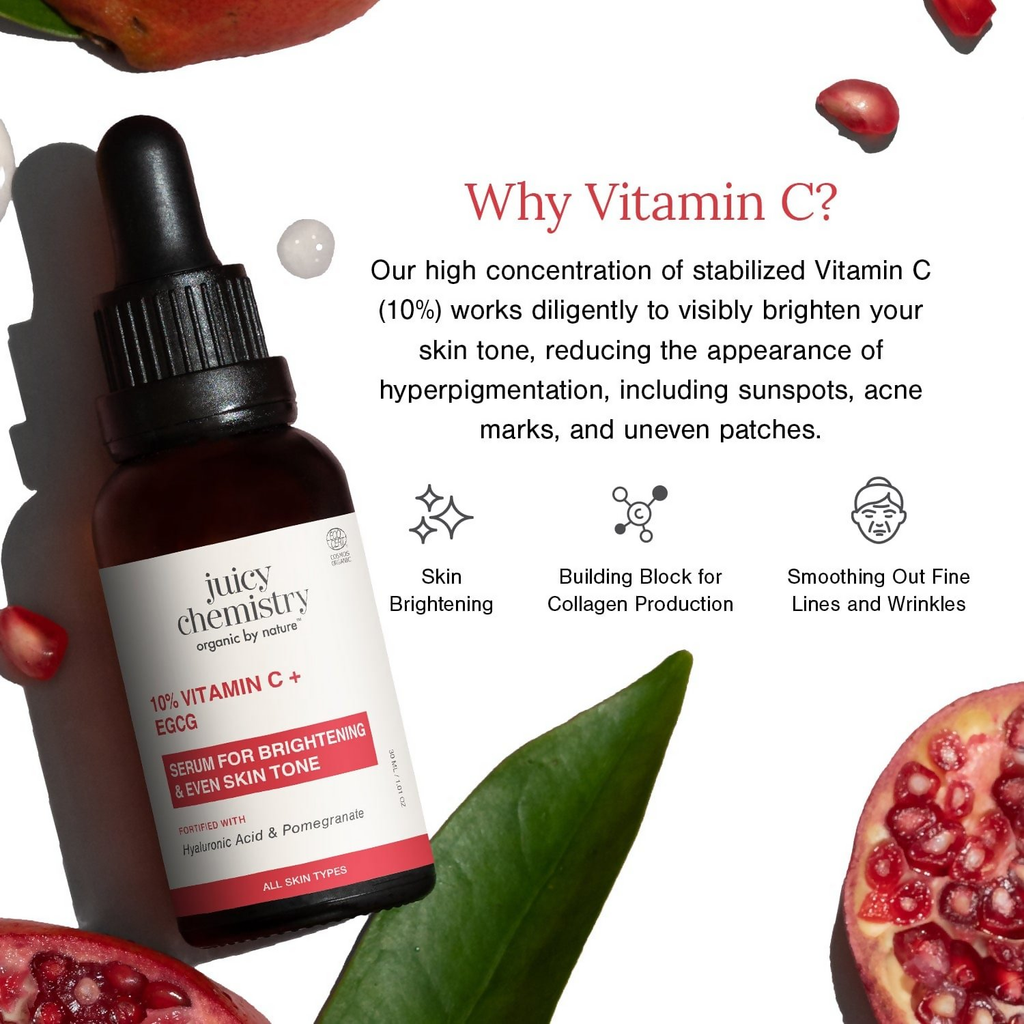 Juicy Chemistry 10% Vitamin C + EGCG Face Serum | Grocsy