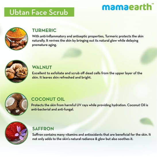 Mamaearth Ubtan Face Scrub with Turmeric & Walnut for Tan Removal | Grocsy