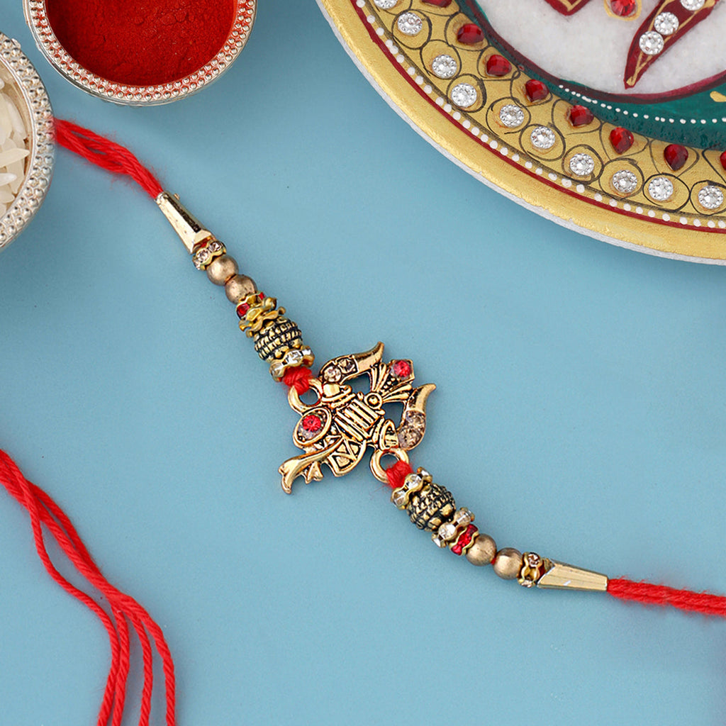 trueBrowns X Voylla Designer Ganesha Rakhi With Roli Chaawal Pack | Grocsy