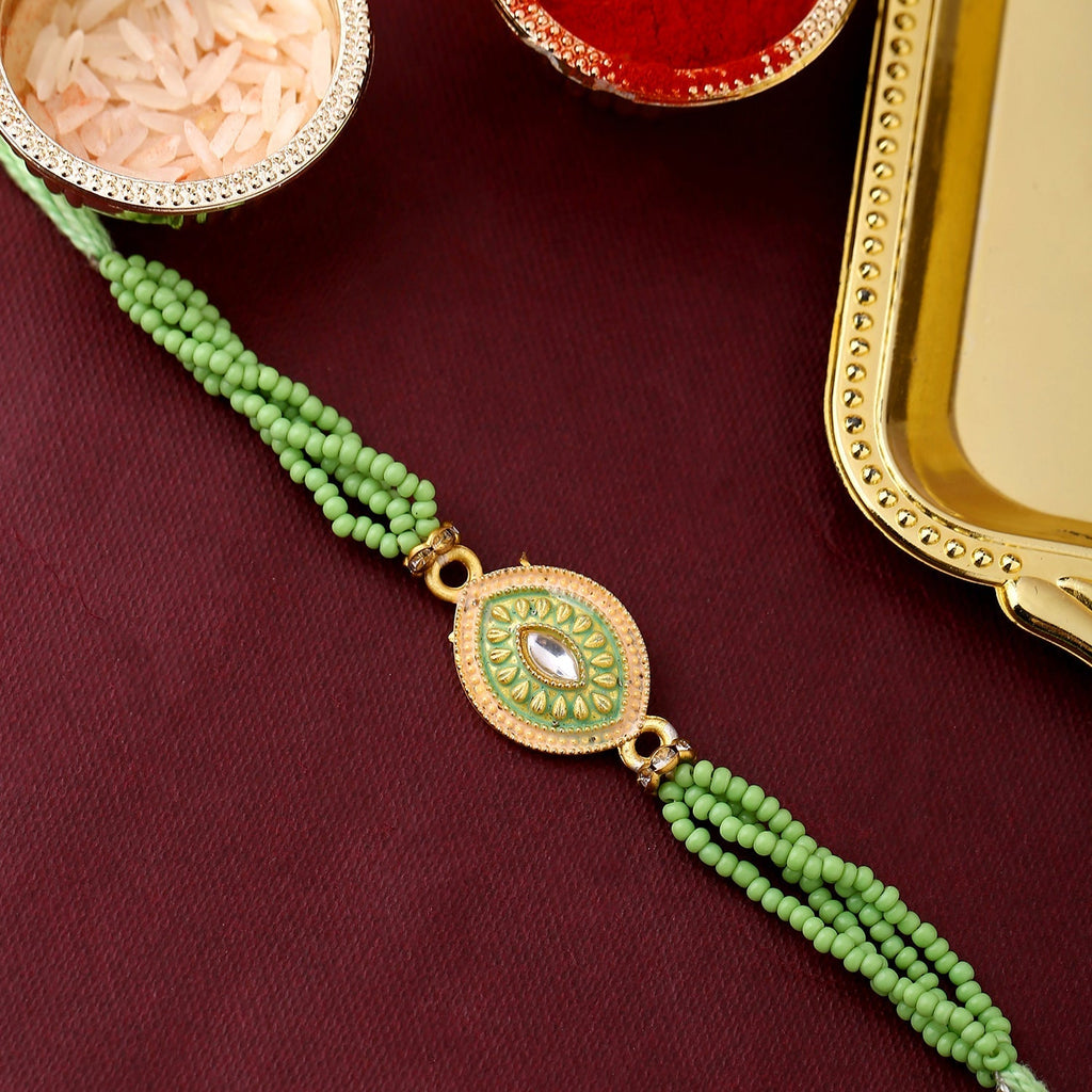 trueBrowns X Voylla Designer Beaded Rakhi With Roli Chaawal Pack | Grocsy