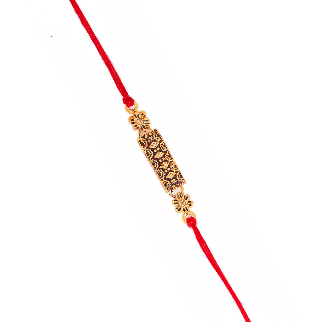 trueBrowns X Voylla Antique Floral Designer Rakhi With Roli Chaawal Pack | Grocsy