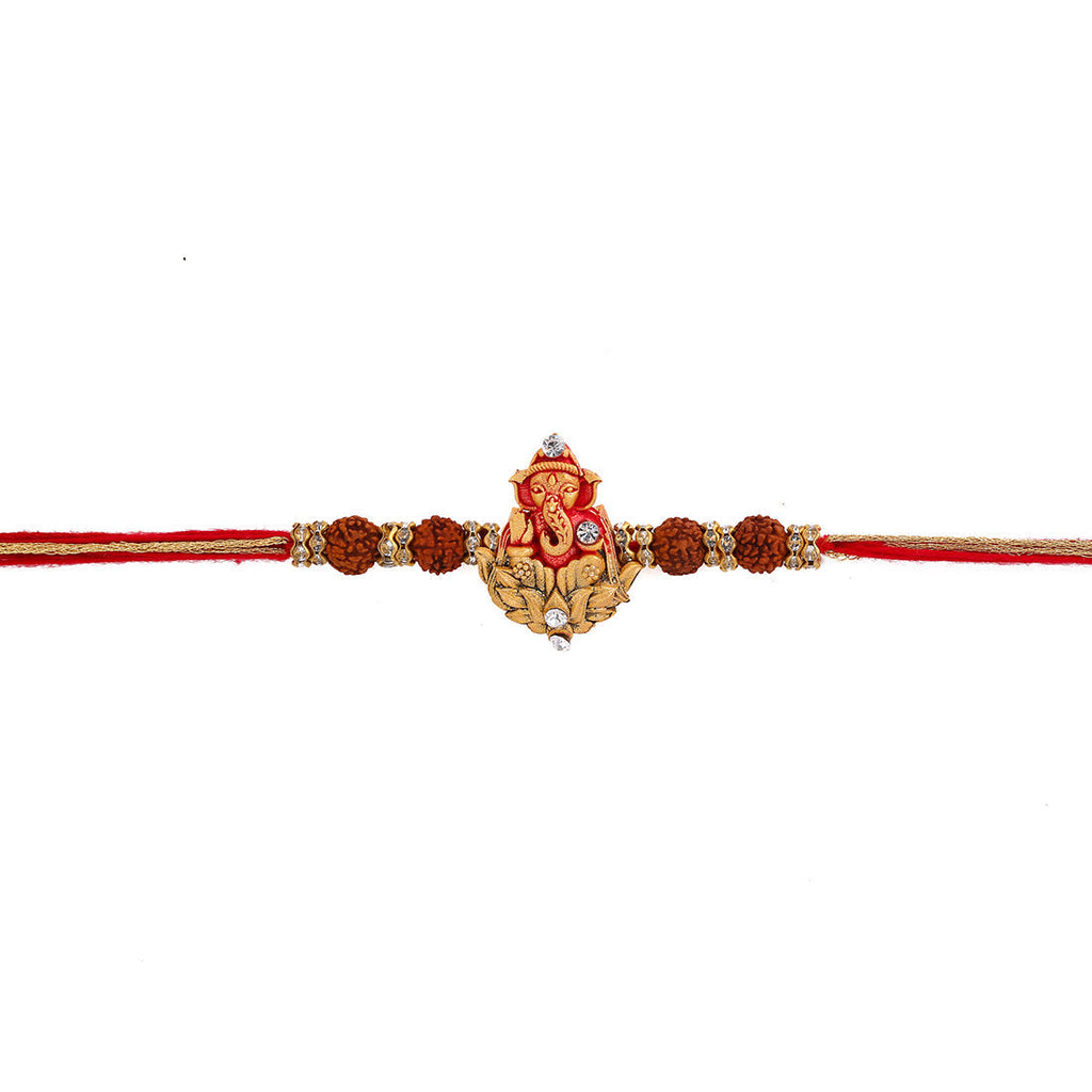 trueBrowns X Voylla Divine Rudraksha Ganesha Rakhi With Roli Chaawal Pack | Grocsy