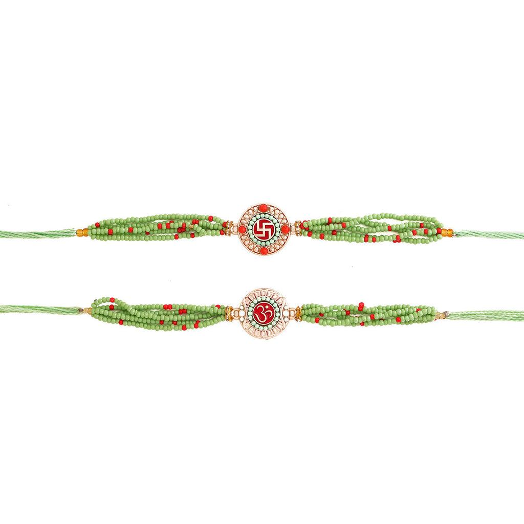 trueBrowns X Voylla Set of Two Beaded Rakhis With Roli Chaawal Pack | Grocsy