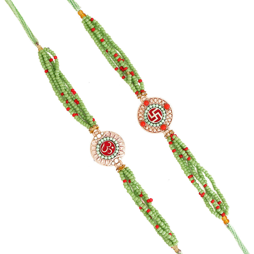 trueBrowns X Voylla Set of Two Beaded Rakhis With Roli Chaawal Pack | Grocsy