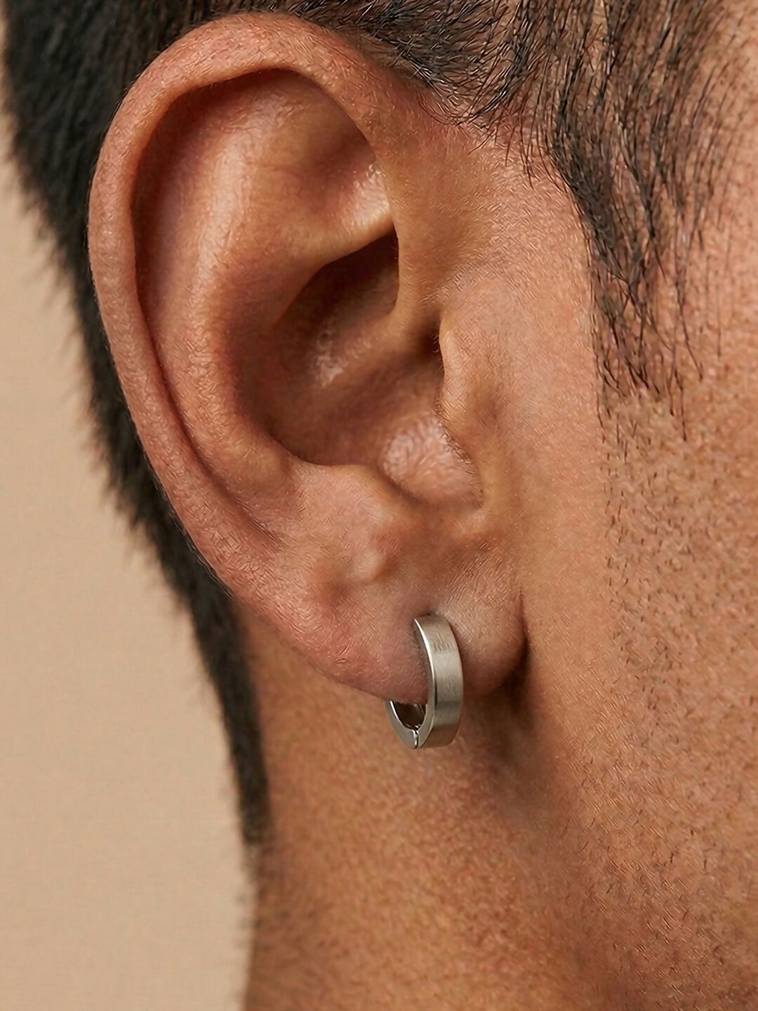 NVR Men's Silver Plated Hoop Earrings | Grocsy