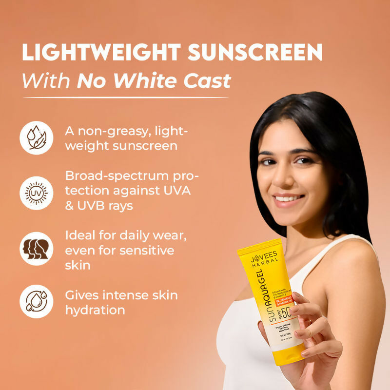 Jovees Herbal Sun Aqua Gel SPF 50 PA+++ Lightweight Texture | Grocsy