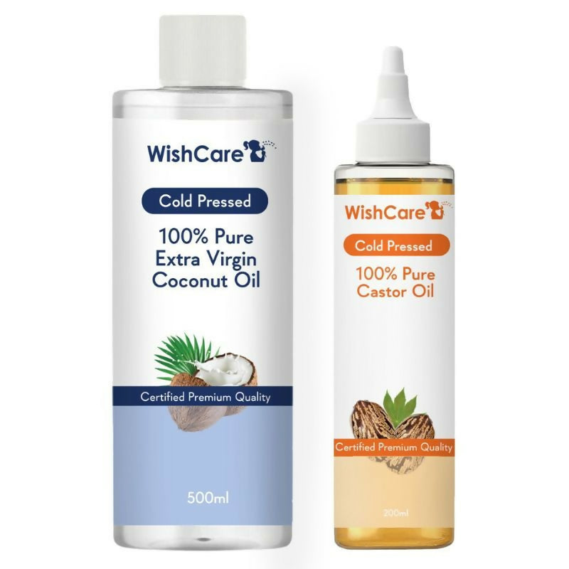 Wishcare Cold Pressed Extra-Virgin Coconut Oil & Castor Oil Combo | Grocsy