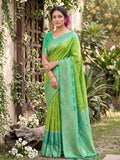 Shree Shyam Fashion Rama Green Soft Silk Saree | Grocsy