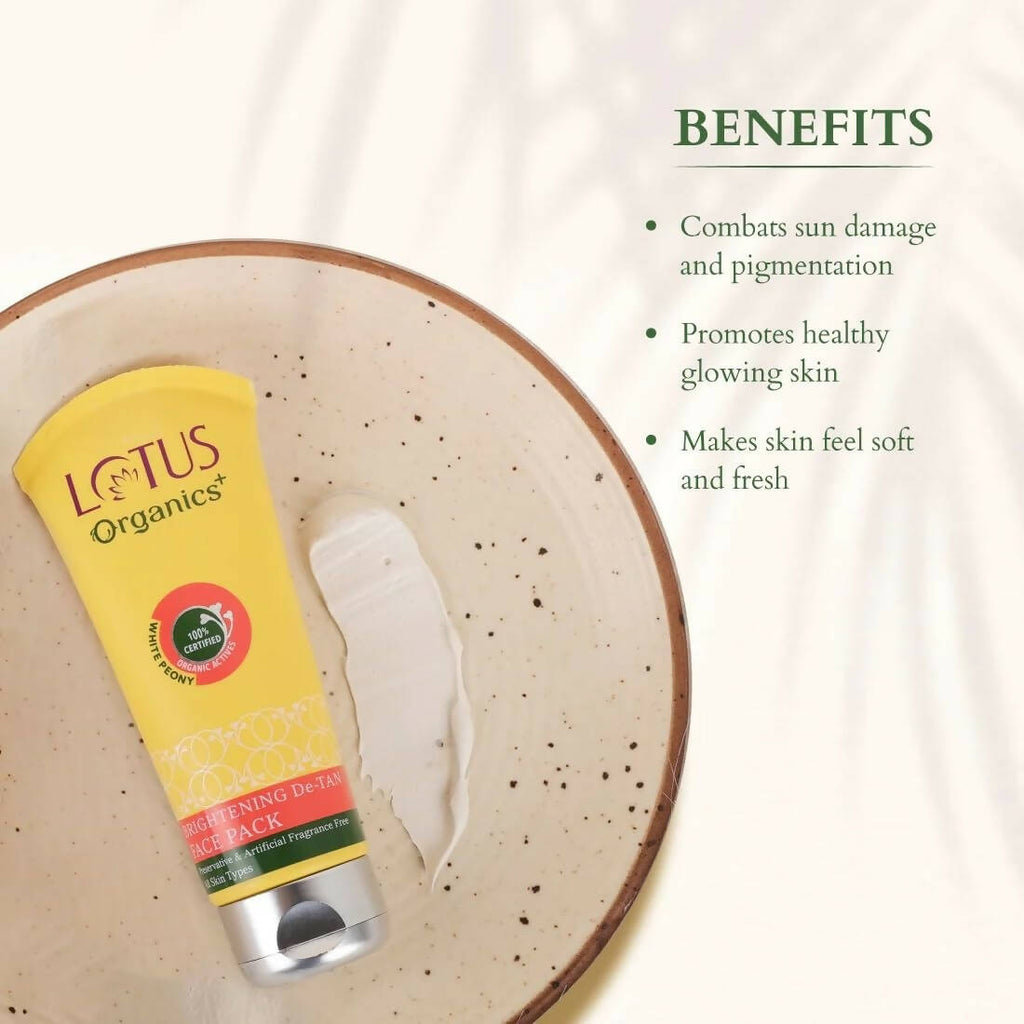 Lotus Organics+ Brightening De-Tan Face Pack | Grocsy