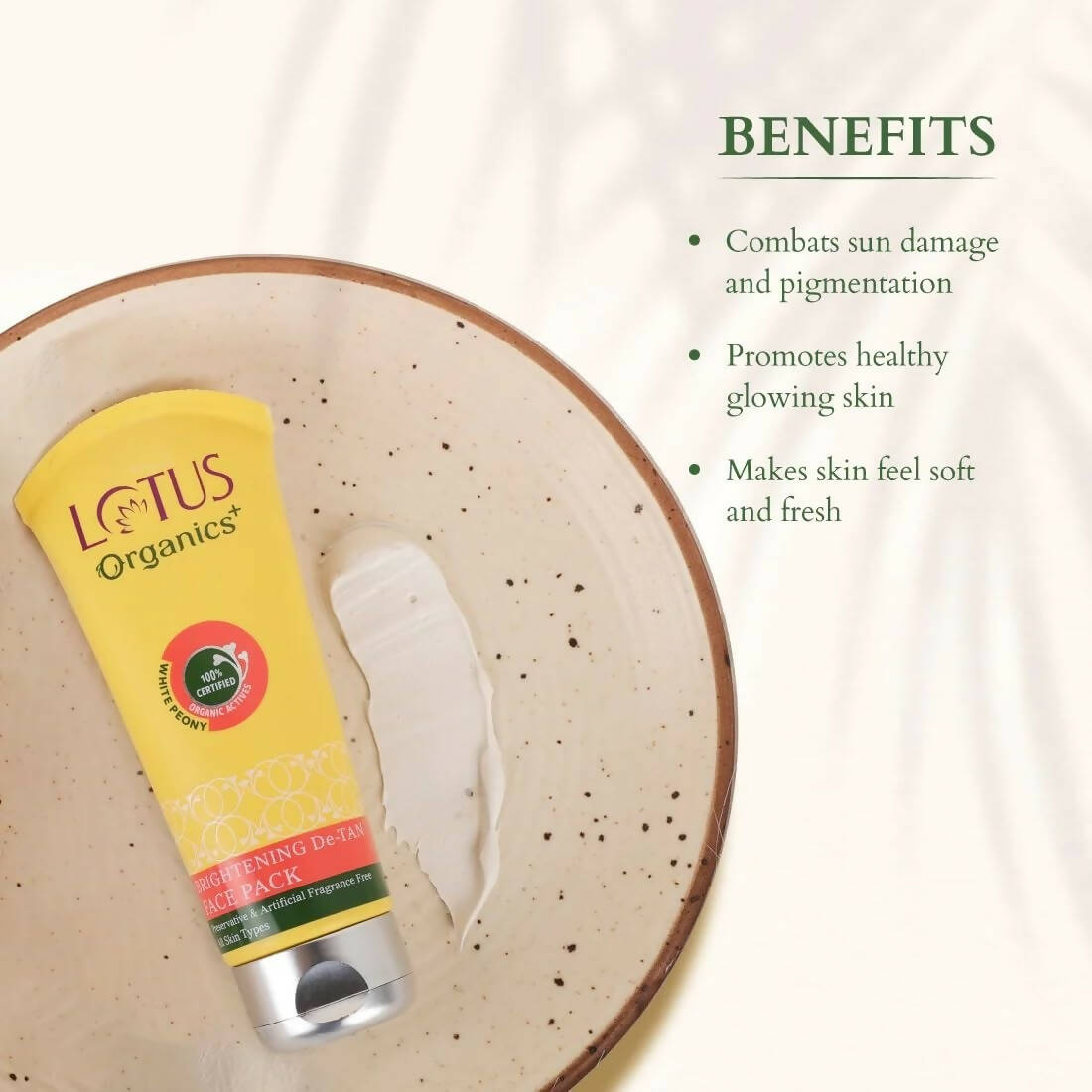 Lotus Organics+ Brightening De-Tan Face Pack | Grocsy