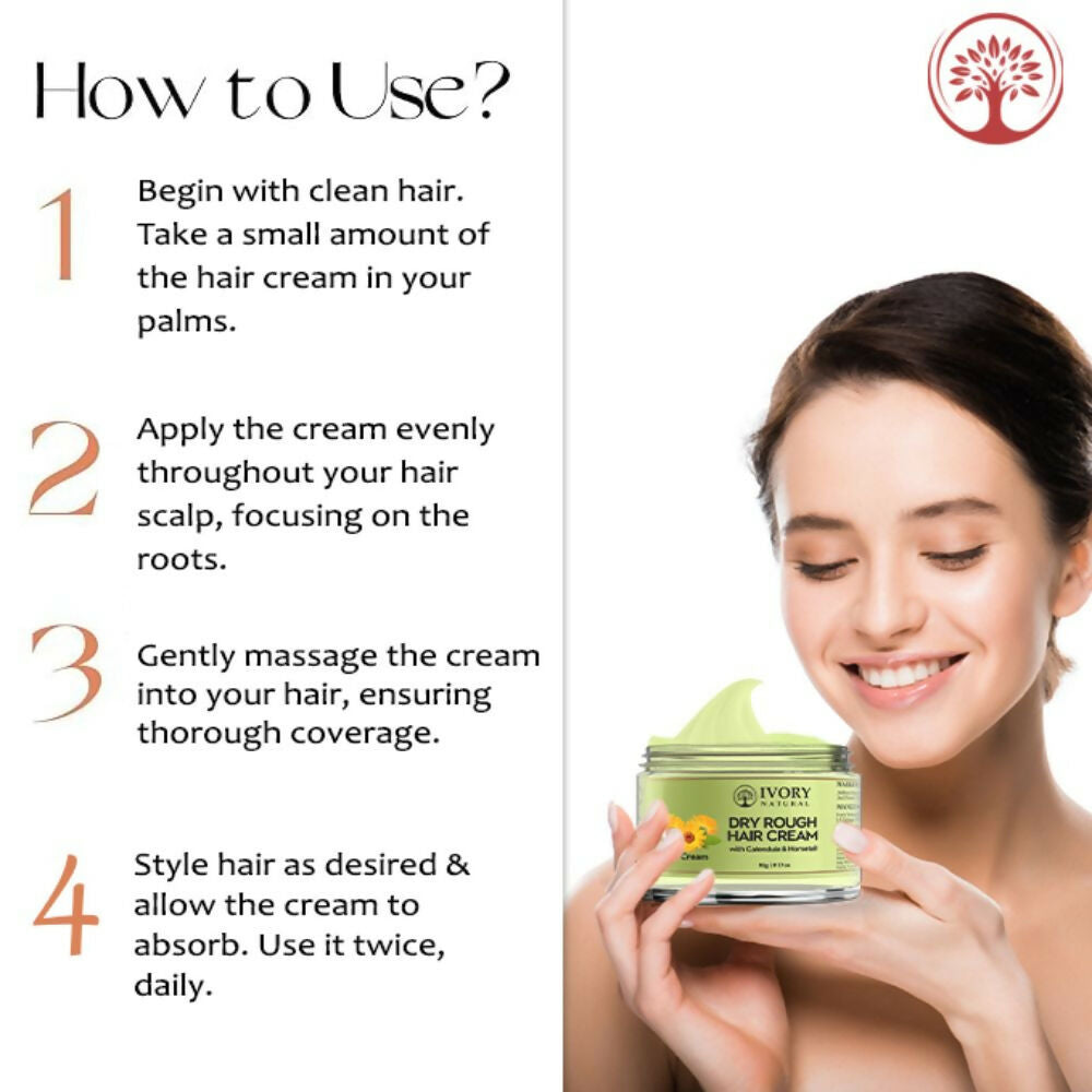 Ivory Natural Dry Frizzy Hair Cream - Detangles Hair, Manages Frizz And Scalp Dryness | Grocsy