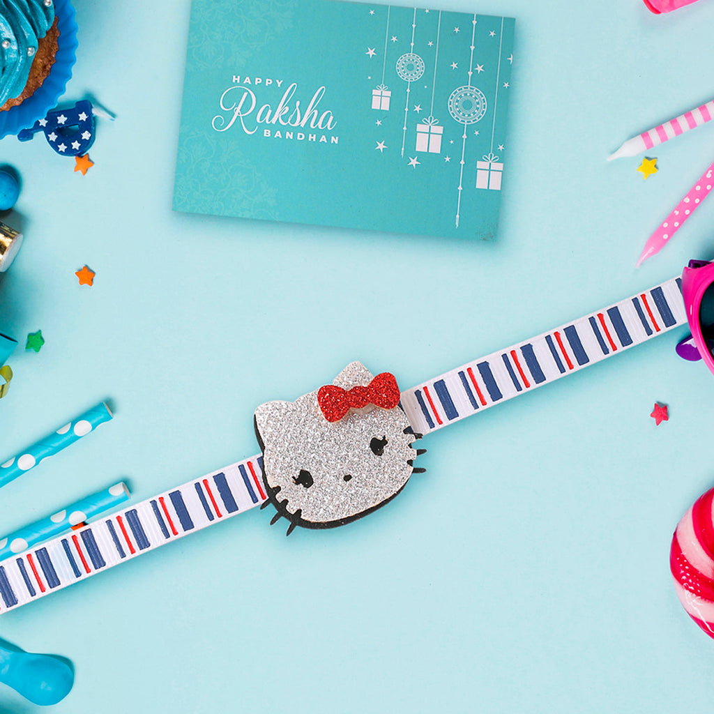 trueBrowns X Voylla Adorable Kitty Kids Rakhi With Roli Chaawal Pack | Grocsy