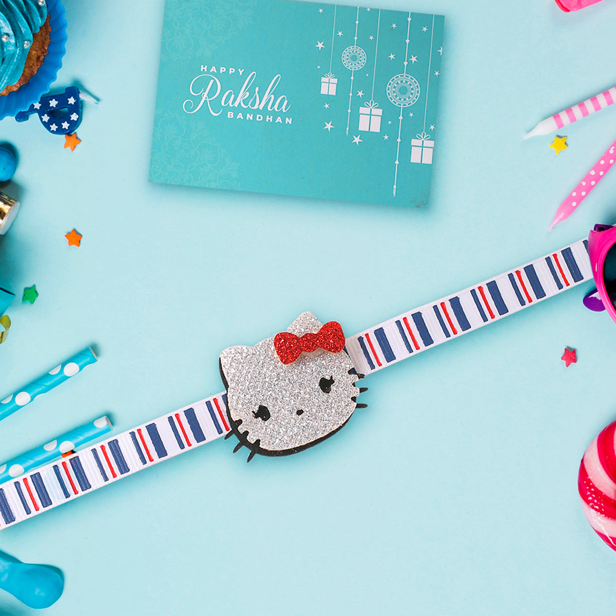trueBrowns X Voylla Adorable Kitty Kids Rakhi With Roli Chaawal Pack | Grocsy