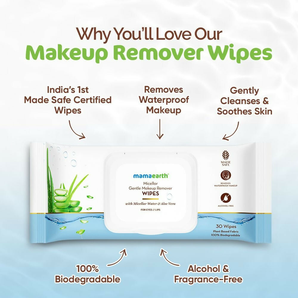 Mamaearth Micellar Gentle Makeup Remover Wipes | Grocsy