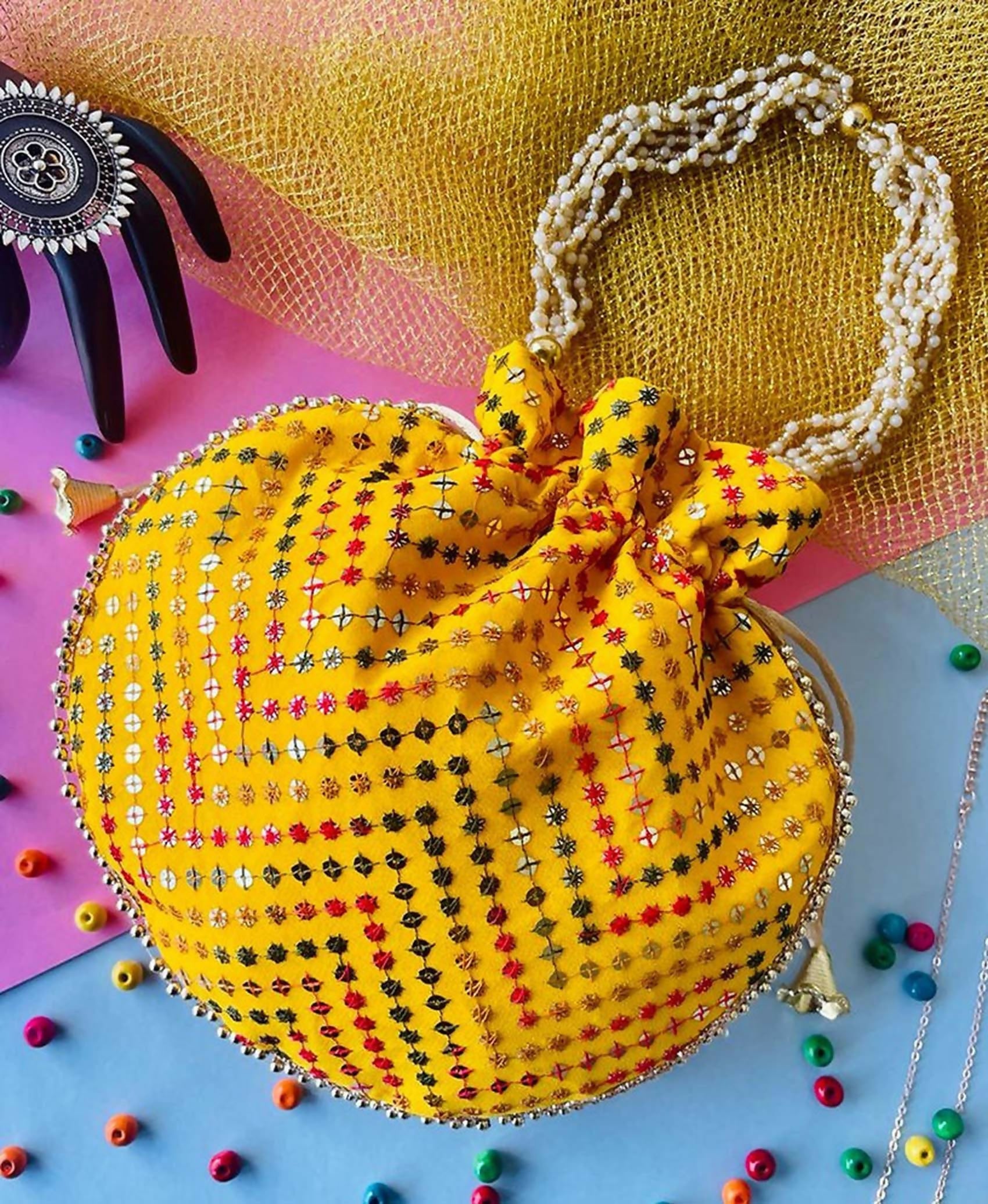 Joban Fashion Potli Bags - Yelloww | Grocsy