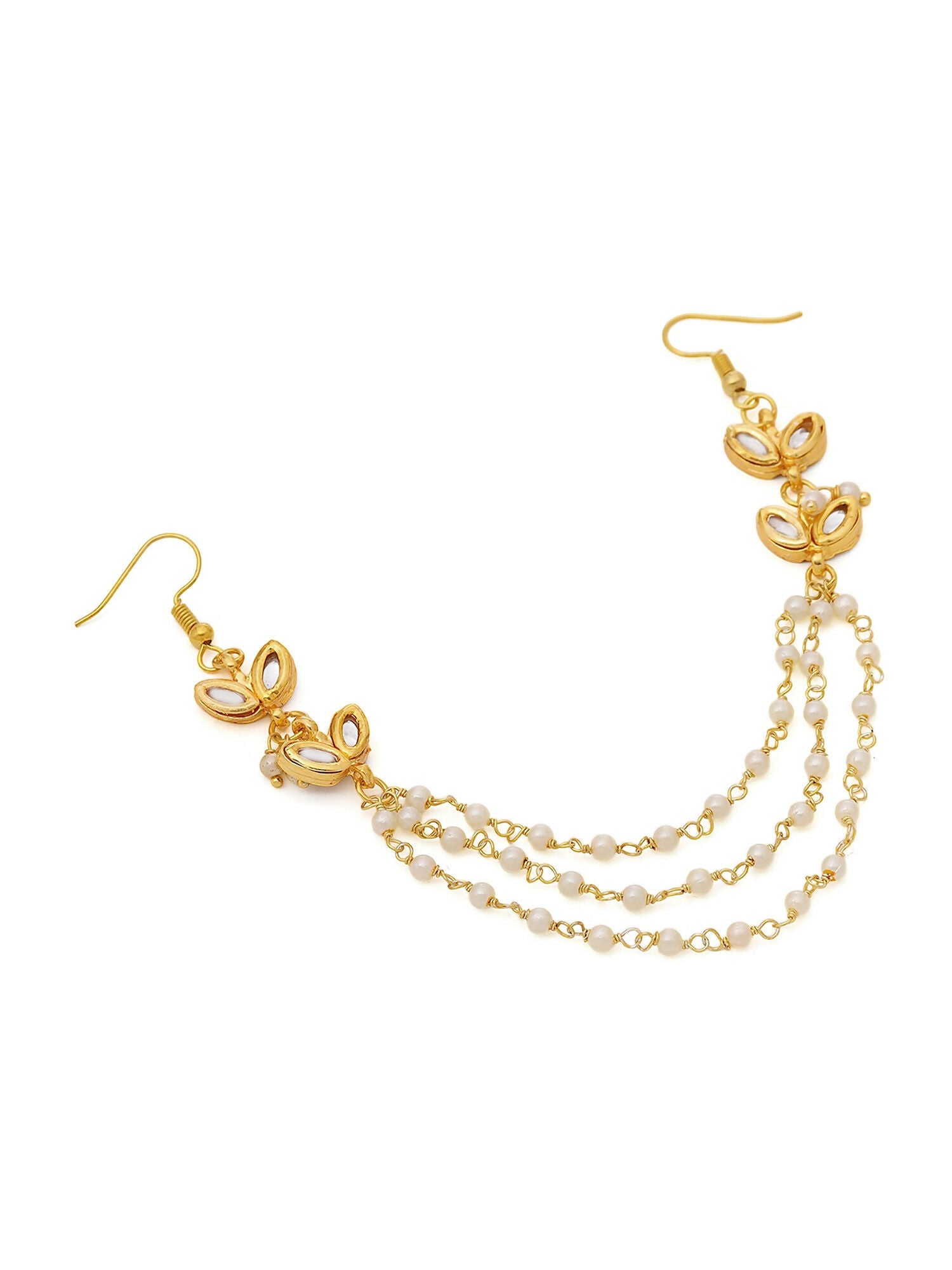 Ruby Raang Gold Kundan and Pearl Hair Jewelry | Grocsy