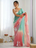 PR Fashion Rama_Peach Gold Crush Embroidery Work Saree | Grocsy
