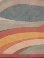 Multicolor Silk Blend Digital Print Striped Saree with Unstitched Blouse - Hiral Fashion | Grocsy