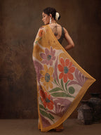 Multicolor Silk Blend Digital Print Floral Saree with Unstitched Blouse - Hiral Fashion | Grocsy