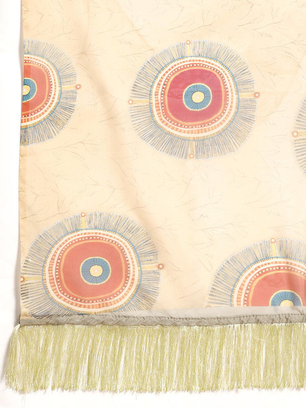 Beige Silk Blend Digital Print Geomatric Saree with Unstitched Blouse - Hiral Fashion | Grocsy