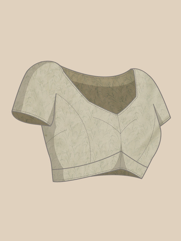 Beige Silk Blend Digital Print Geomatric Saree with Unstitched Blouse - Hiral Fashion | Grocsy