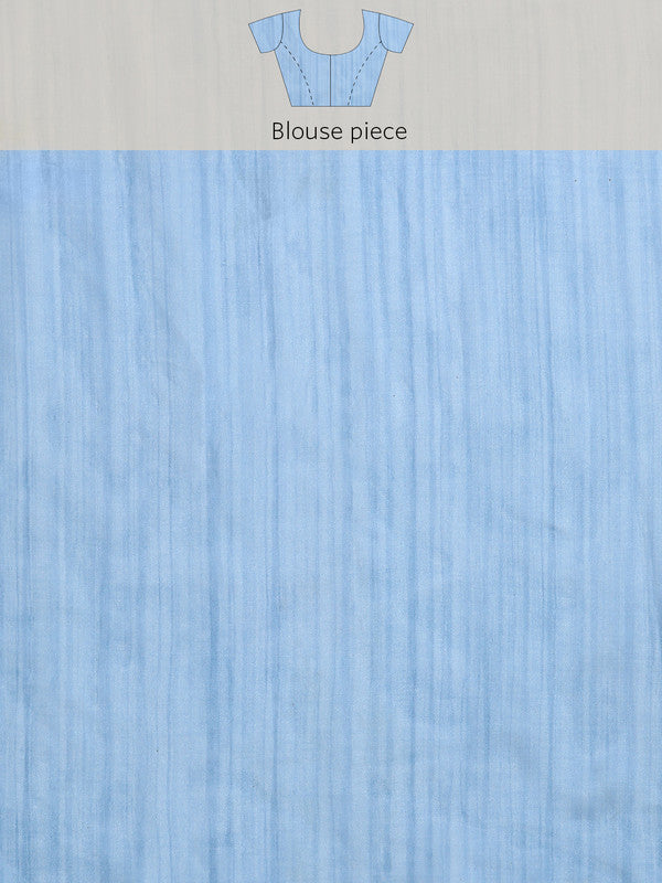 Blue Silk Blend Digital Print Warli Saree with Unstitched Blouse - Hiral Fashion | Grocsy