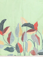 Green Silk Blend Digital Print Floral Saree with Unstitched Blouse - Hiral Fashion | Grocsy