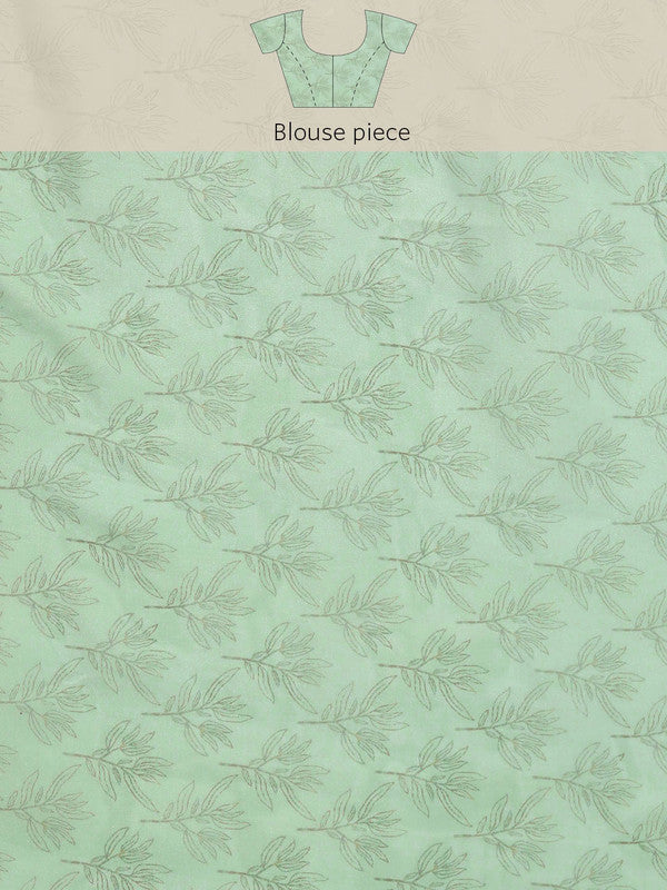 Green Silk Blend Digital Print Floral Saree with Unstitched Blouse - Hiral Fashion | Grocsy