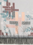 Gray Silk Blend Digital Print Floral Saree with Unstitched Blouse - Hiral Fashion | Grocsy