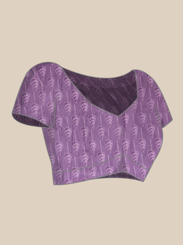 Lavender Silk Blend Digital Print Floral Saree with Unstitched Blouse - Hiral Fashion | Grocsy