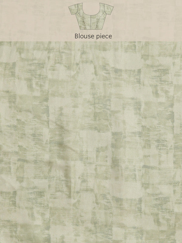 Olive Silk Blend Digital Print Warli Saree with Unstitched Blouse - Hiral Fashion | Grocsy