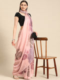 Peach Silk Blend Digital Print Abstract Saree with Unstitched Blouse - Hiral Fashion | Grocsy