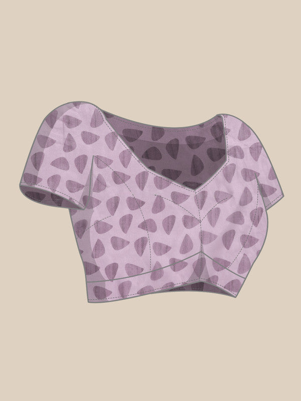 Peach Silk Blend Digital Print Abstract Saree with Unstitched Blouse - Hiral Fashion | Grocsy