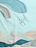 Turquoise Silk Blend Digital Print Abstract Saree with Unstitched Blouse - Hiral Fashion | Grocsy
