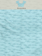 Turquoise Silk Blend Digital Print Abstract Saree with Unstitched Blouse - Hiral Fashion | Grocsy