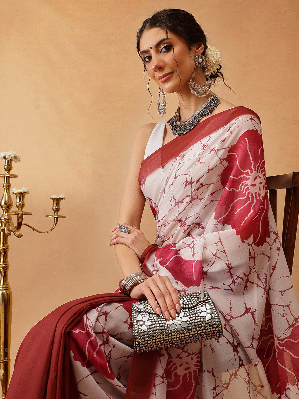 Hiral Fashion Brown Bollywood Mul Cotton Floral Digital Printed Saree | Grocsy