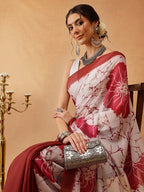 Hiral Fashion Brown Bollywood Mul Cotton Floral Digital Printed Saree | Grocsy