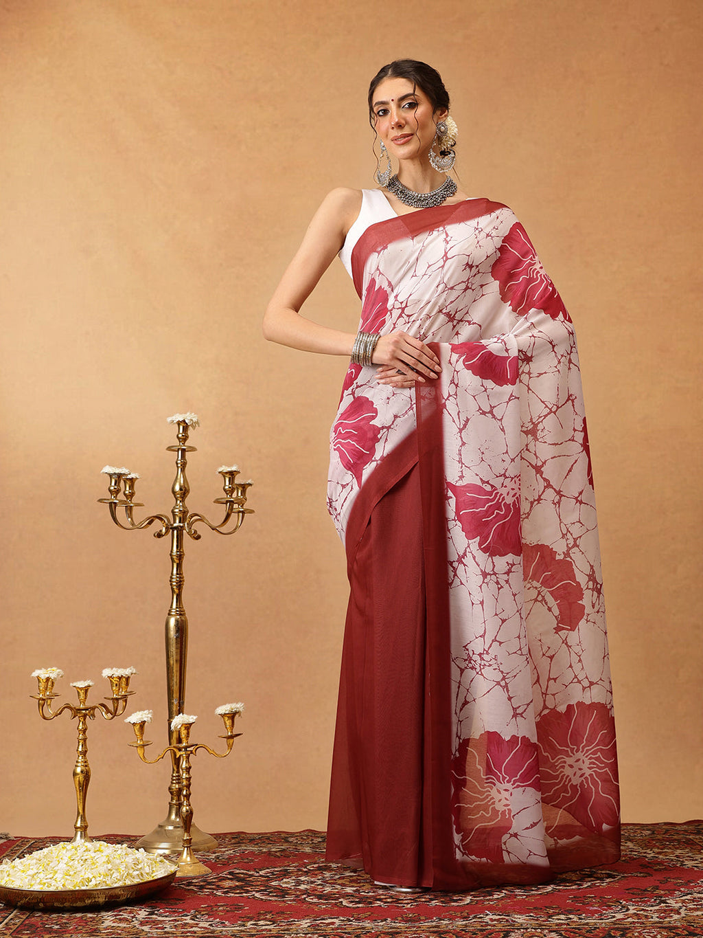 Hiral Fashion Brown Bollywood Mul Cotton Floral Digital Printed Saree | Grocsy