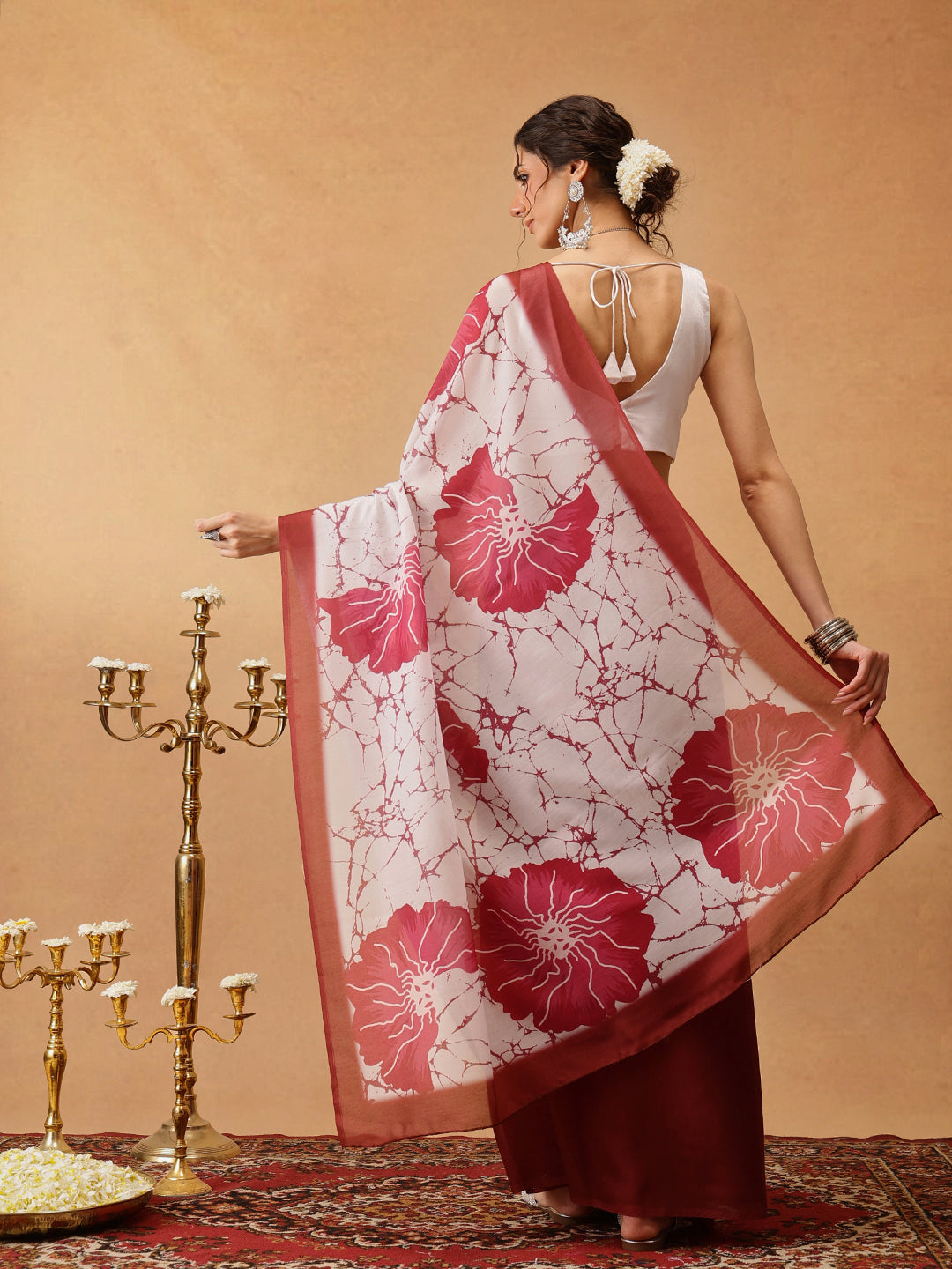 Hiral Fashion Brown Bollywood Mul Cotton Floral Digital Printed Saree | Grocsy