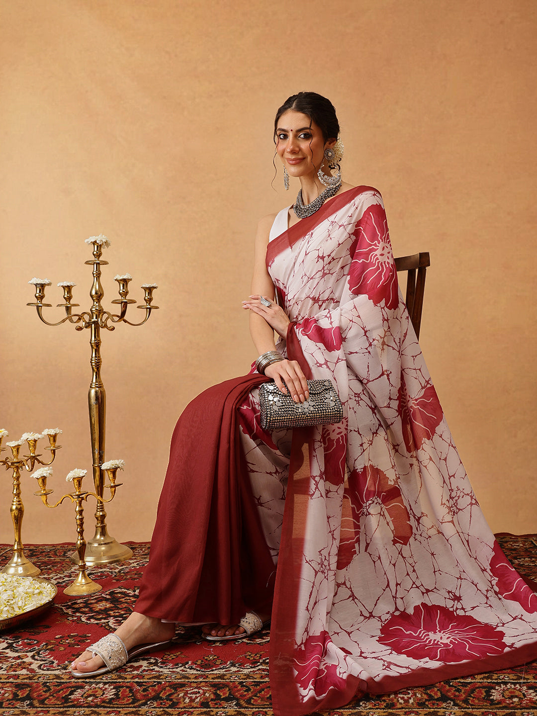 Hiral Fashion Brown Bollywood Mul Cotton Floral Digital Printed Saree | Grocsy