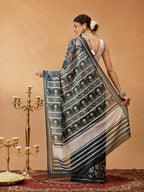 Hiral Fashion Green Bollywood Mul Cotton Ikkat Digital Printed Saree | Grocsy
