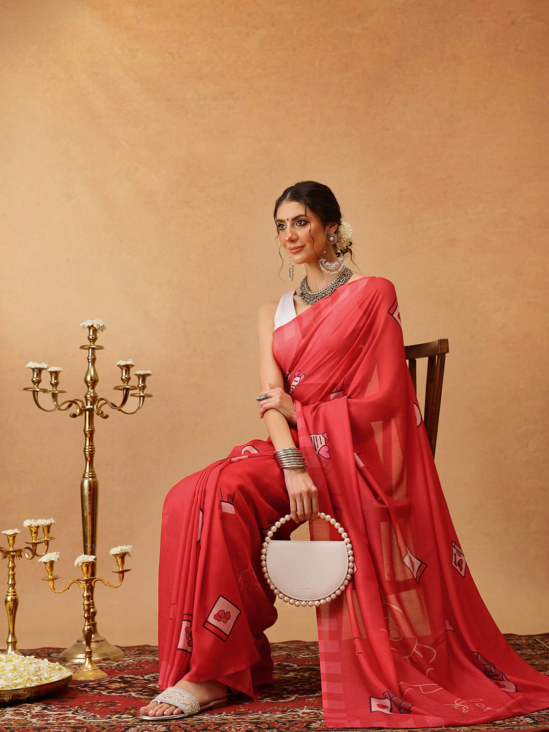 Hiral Fashion Red Bollywood Mul Cotton Abstract Digital Printed Saree | Grocsy
